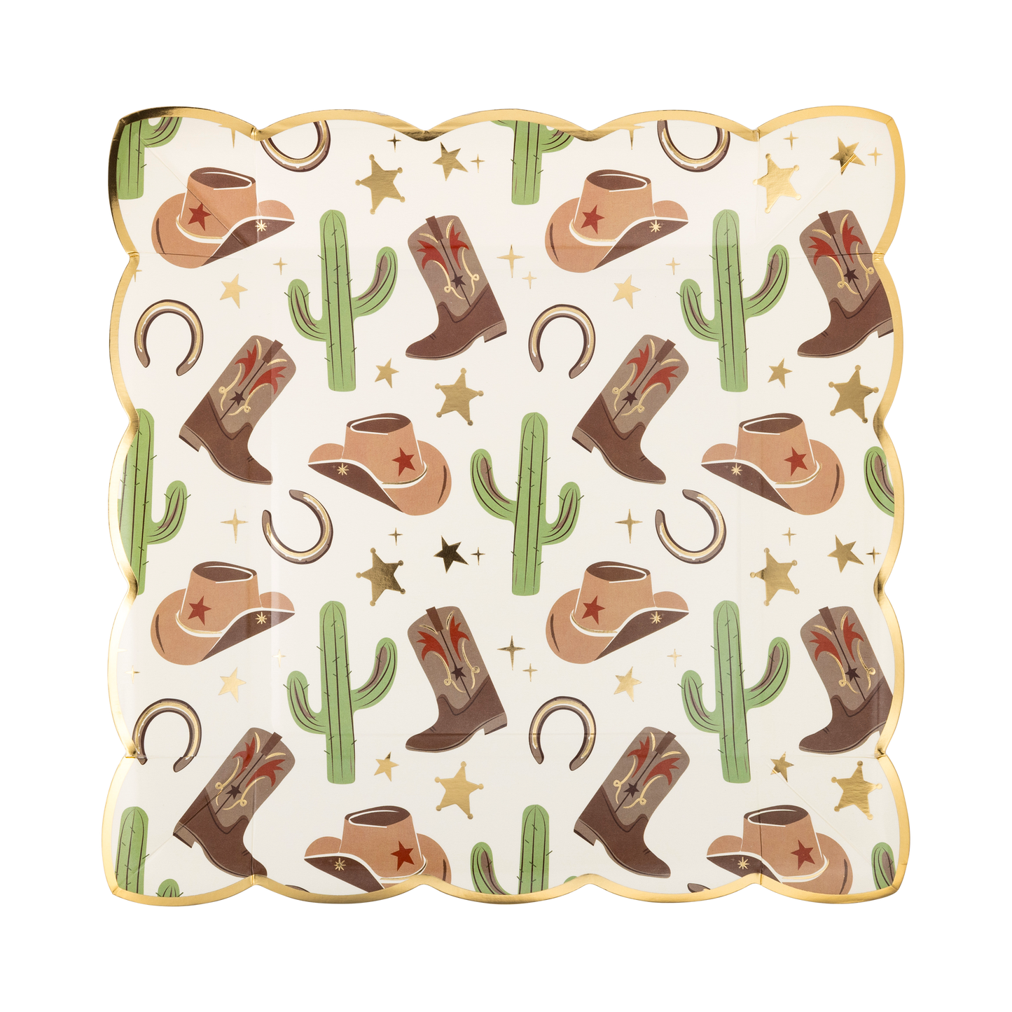 x8 COWBOY SCATTERED ICONS PAPER PLATES - Winterberries