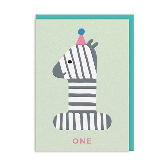 AGE 1 PARTY ZEBRA BIRTHDAY CARD - Winterberries