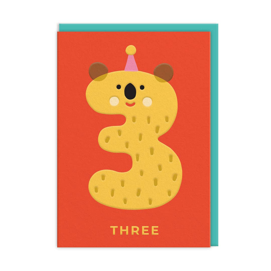 AGE 3 PARTY KOALA BIRTHDAY CARD - Winterberries