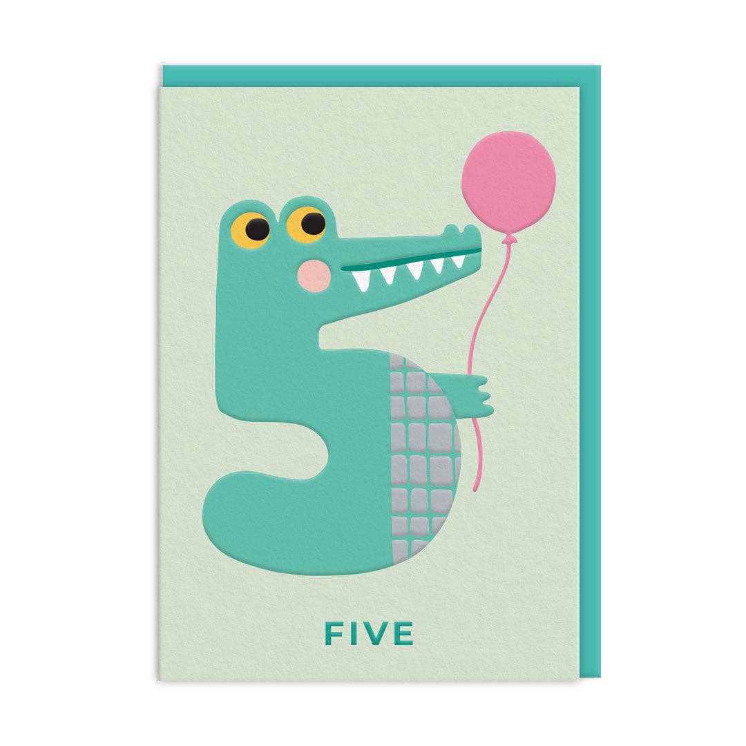 AGE 5 CROCODILE BIRTHDAY CARD - Winterberries
