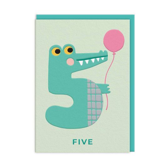 AGE 5 CROCODILE BIRTHDAY CARD - Winterberries