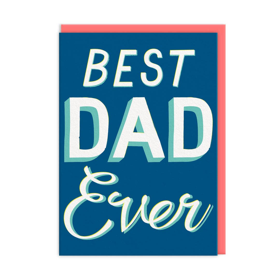 Best Dad Ever Typographic Father's Day Card (10810) - Winterberries