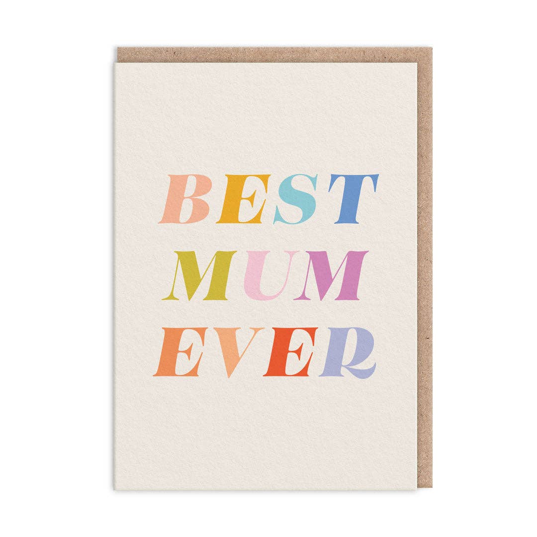 Best Mum ever Typographic Greeting Card (10862) - Winterberries