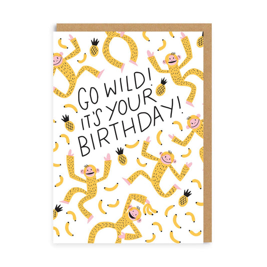 Go Wild Birthday Monkey Hello!Lucky Greeting Card - Winterberries