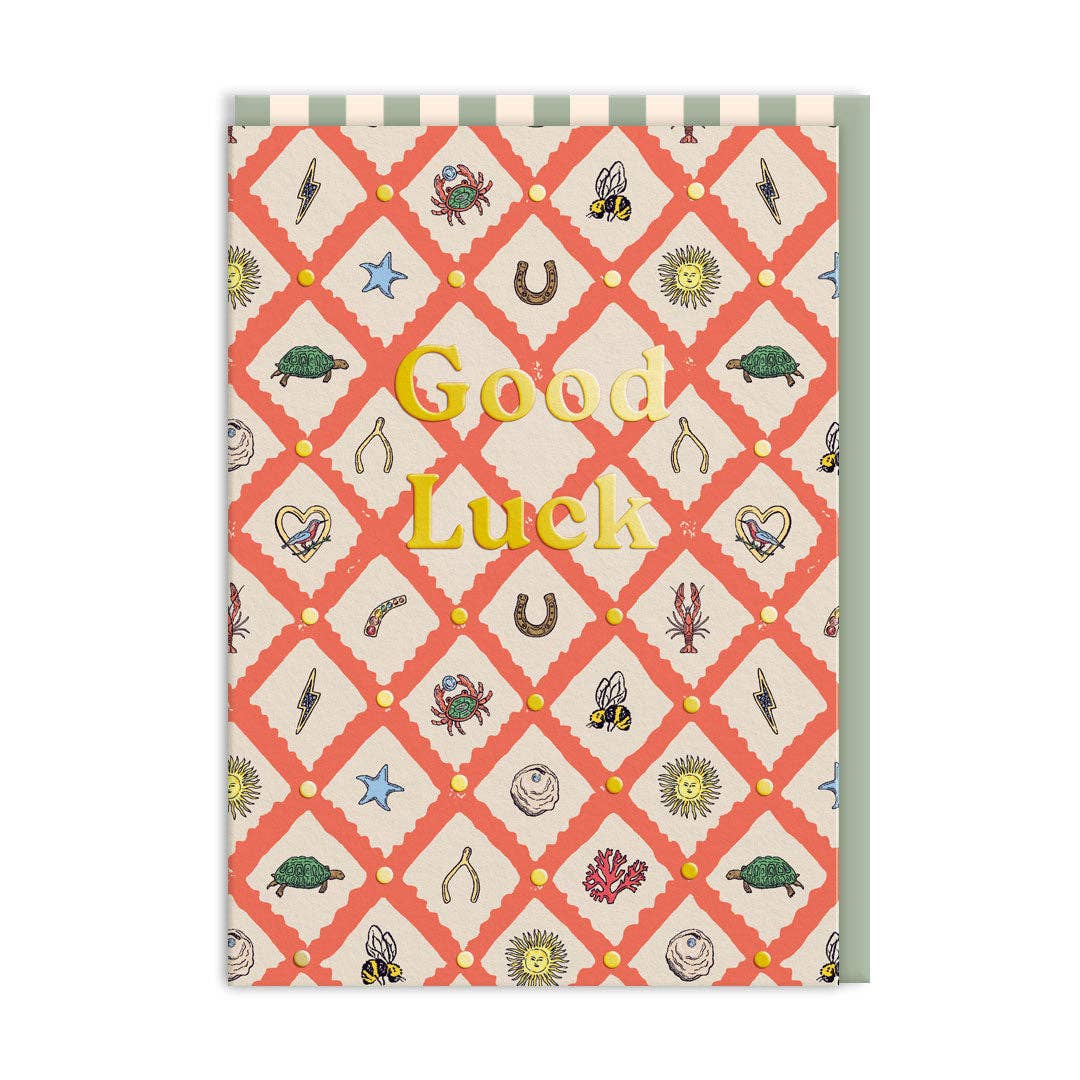'GOOD LUCK' CHARMS GREETING CARD - Winterberries