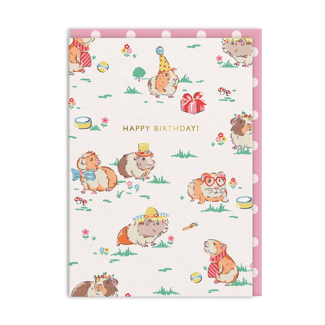 Guinea Pig Happy Birthday Greeting Card - Winterberries