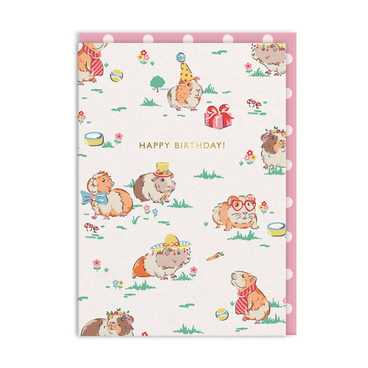Guinea Pig Happy Birthday Greeting Card - Winterberries
