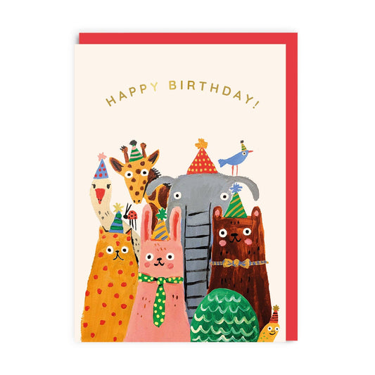 Happy Birthday Animals Greeting Card - Winterberries