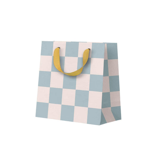 Pale Blue Checkerboard Mini Gift Bag (12128) - Winterberries