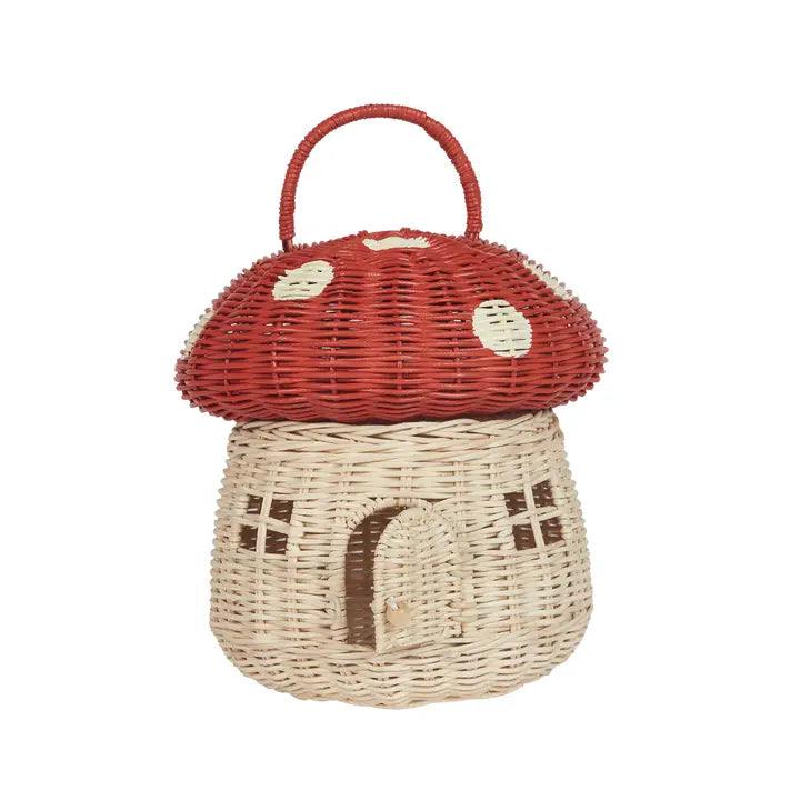 Red Rattan Mushroom Basket - Winterberries