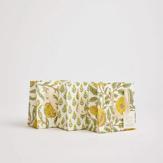 Hand Block Printed Gift Bags (Small) - Sunshine - Winterberries
