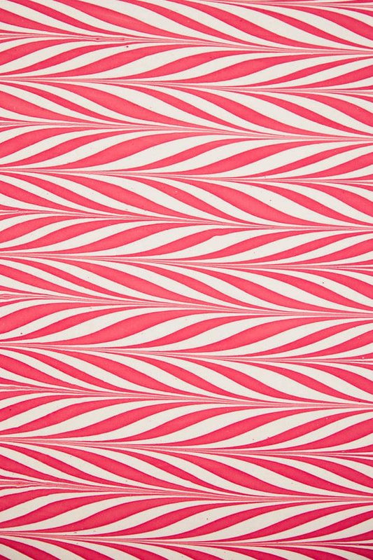 Hand Marbled Wrapping Paper Sheets - Candy Stripes Red - Winterberries