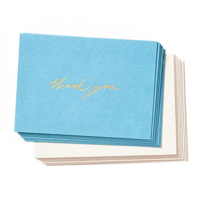 x10 Aqua Blue Thank You Card Set - Winterberries