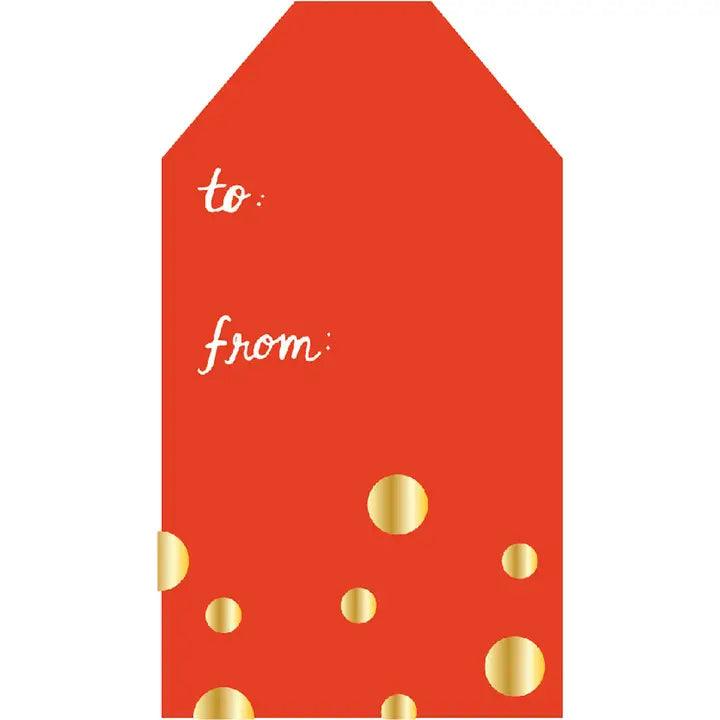 x10 Gold Dots On Red Gift Tag - Winterberries