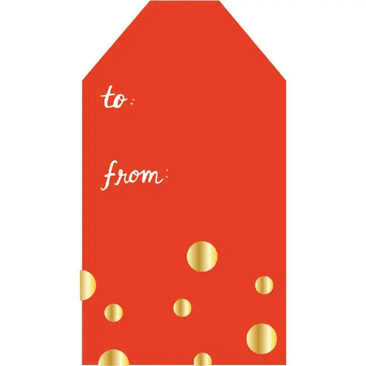 x10 Gold Dots On Red Gift Tag - Winterberries