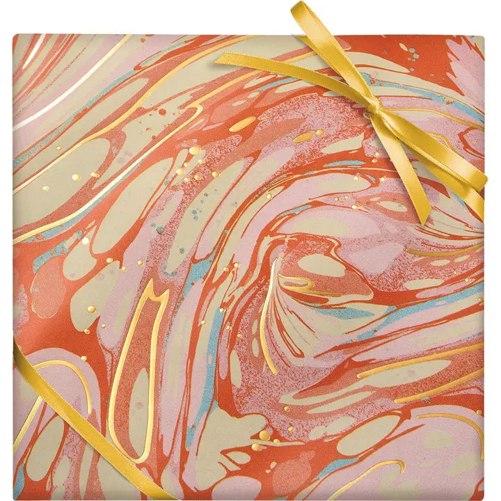 Pink Marble Wrapping Paper - Winterberries
