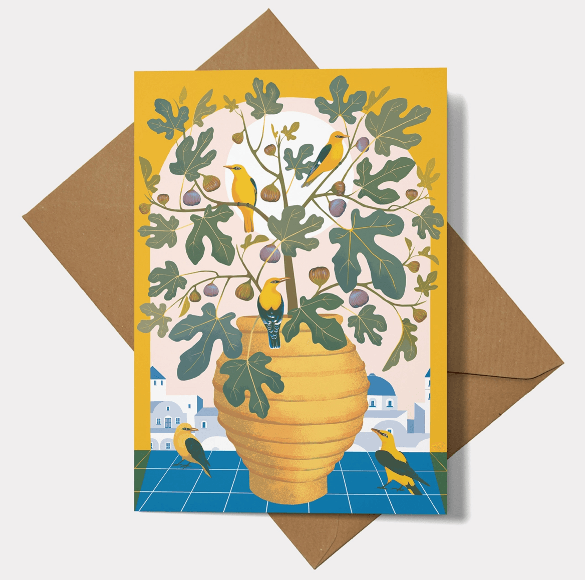 Santorini Greetings Card - Winterberries