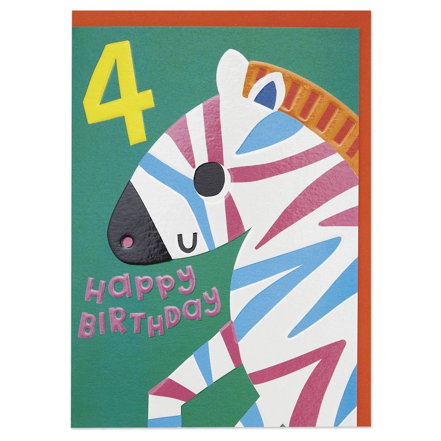 AGE 4 ZEBRA BIRTHDAY CARD - Winterberries
