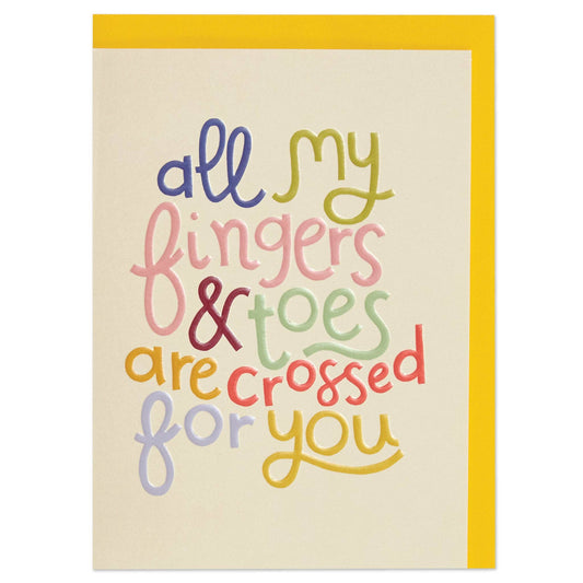 'All my fingers and toes are crossed for you' card - Winterberries