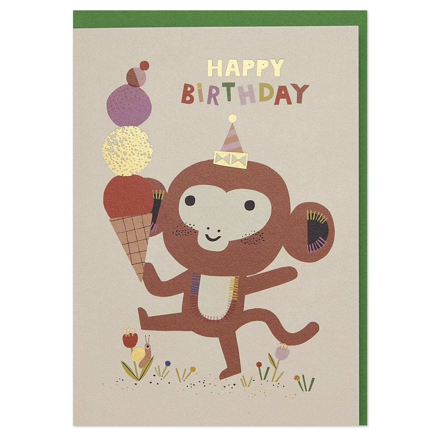 'HAPPY BIRTHDAY' MONKEY WITH ICE CREAM BIRTHDAY CARD - Winterberries