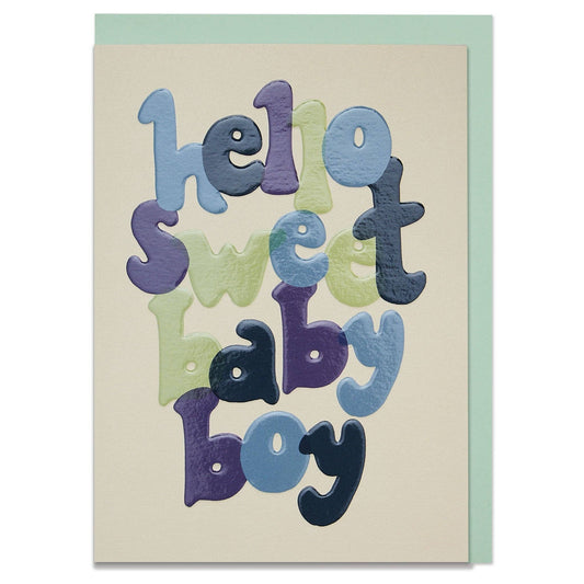 'HELLO SWEET BABY BOY' GREETING CARD - Winterberries