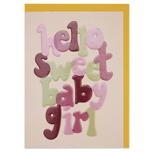 'HELLO SWEET BABY GIRL' GREETING CARD - Winterberries