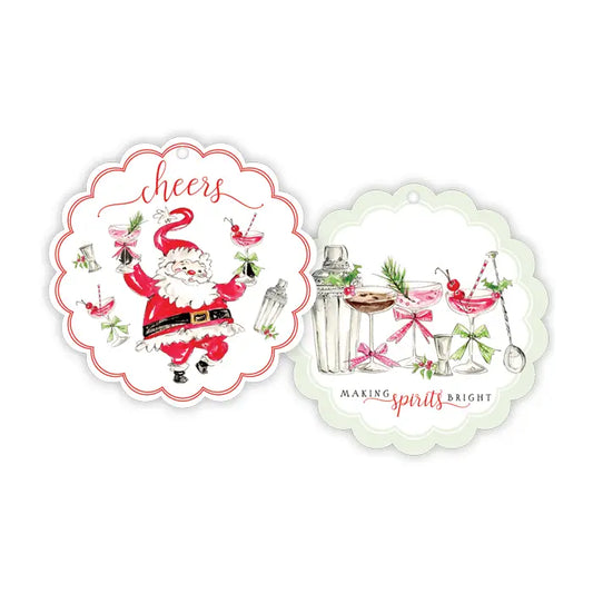 Gift Tags Santa with Cocktails - Winterberries