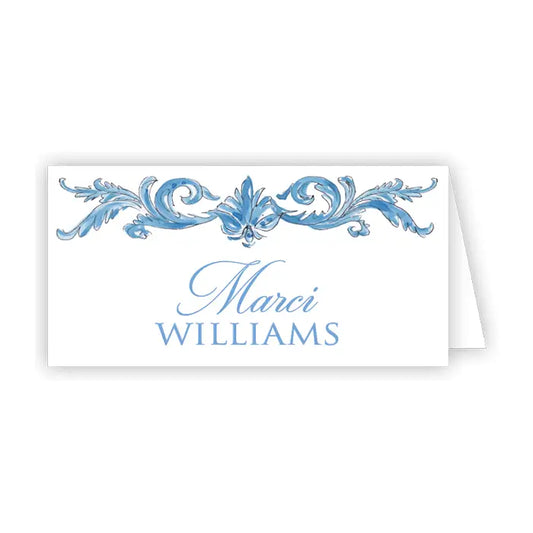 Gift Tag Blue Toile Wreath - Winterberries