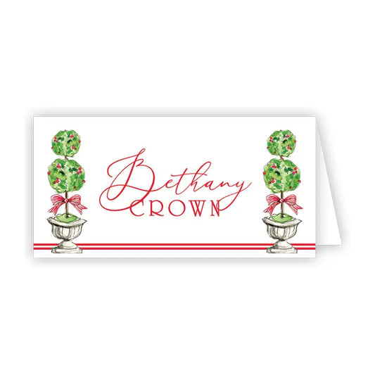 Place Card Holiday with Red Bow - Winterberries