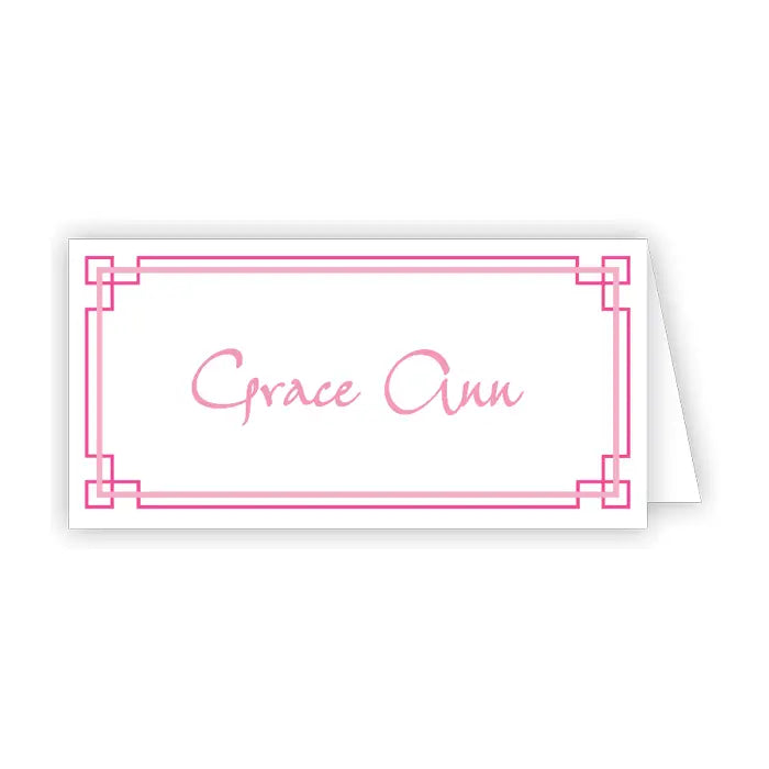 Place Card Pink Weave Border - Winterberries