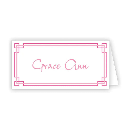 Place Card Pink Weave Border - Winterberries