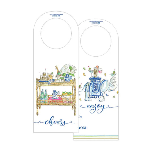 Wine Tag Blue Bar Cart - Winterberries