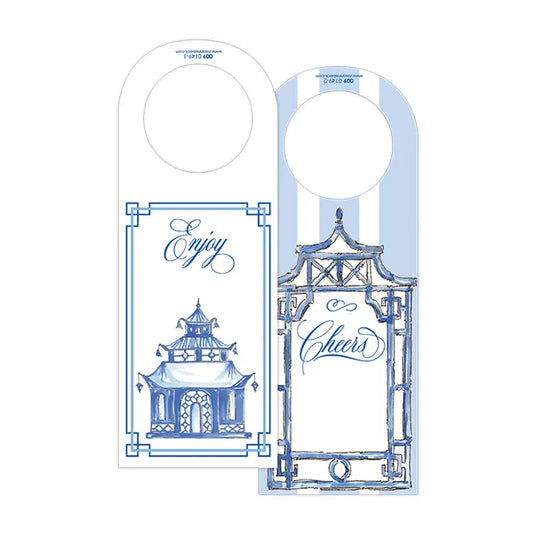 Wine Tag Blue Pagoda Cheers - Winterberries