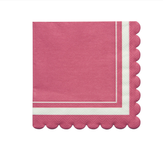 x20 BERRY SCALLOPED EDGE COCKTAIL PAPER NAPKINS - Winterberries
