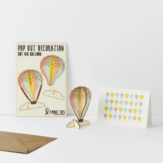 Pop Out Hot Air Balloon Greeting Card - Winterberries