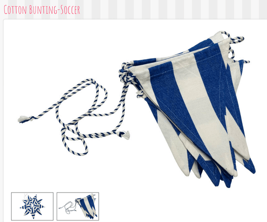 1x Cotton Blue Stripes Bunting - Winterberries