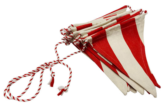 1x Cotton Red Stripes Bunting - Winterberries