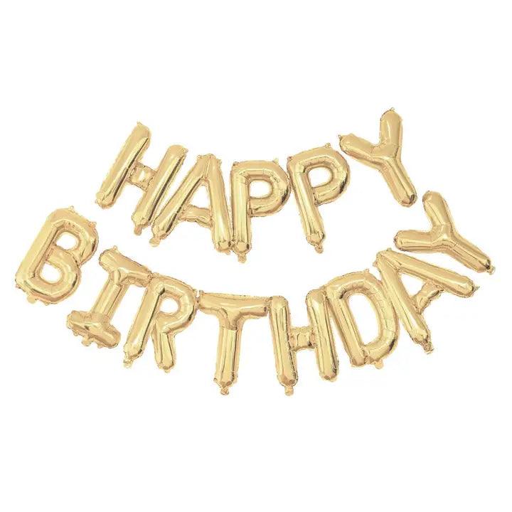 HAPPY BIRTHDAY GOLD AIR-FILL ONLY BALLOON BUNTING - Winterberries