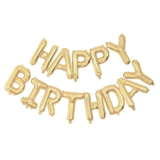 HAPPY BIRTHDAY GOLD AIR-FILL ONLY BALLOON BUNTING - Winterberries