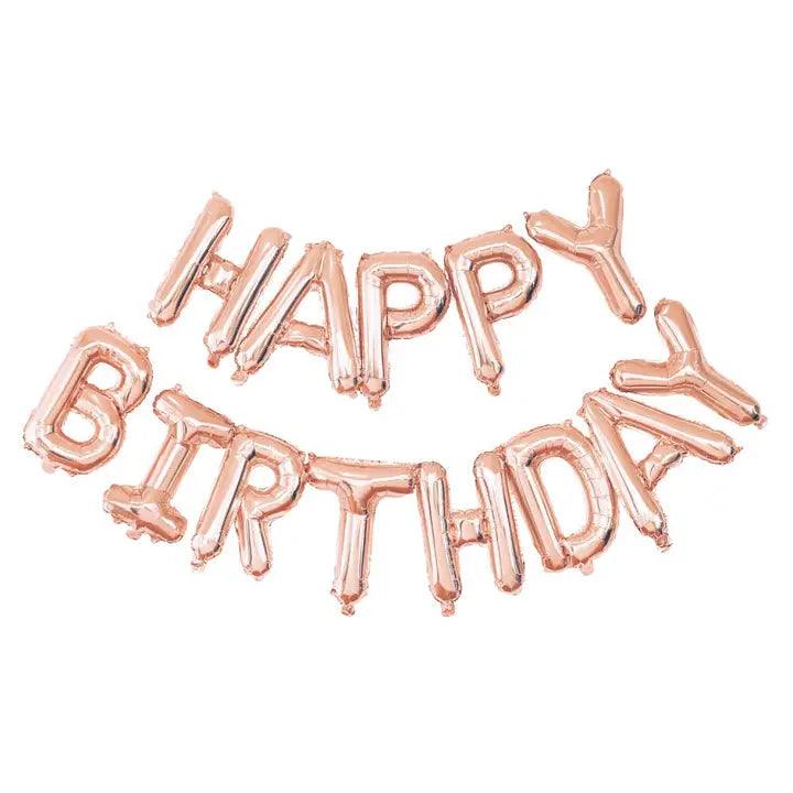HAPPY BIRTHDAY PINK GOLD AIR-FILL ONLY BALLOON BUNTING - Winterberries