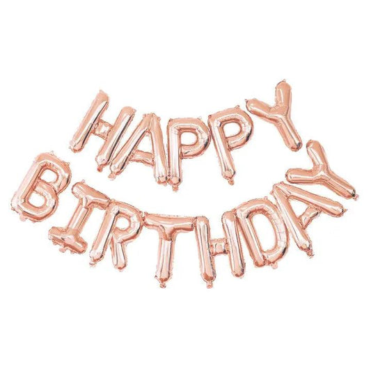 HAPPY BIRTHDAY PINK GOLD AIR-FILL ONLY BALLOON BUNTING - Winterberries