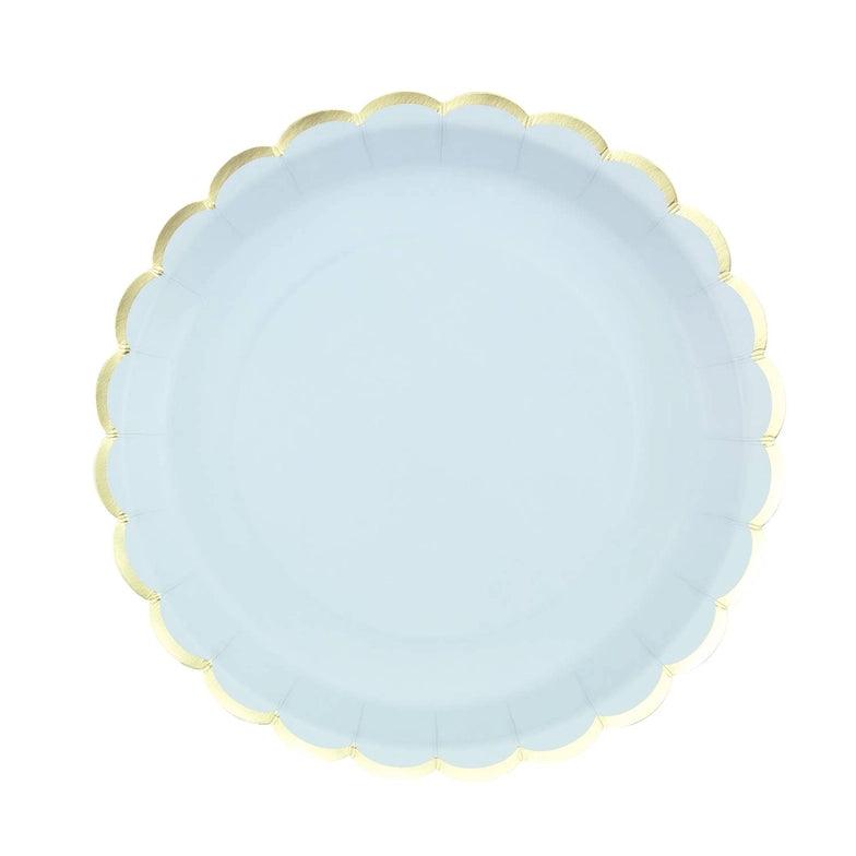 x8 Pastel Blue Scalloped Plates - Winterberries