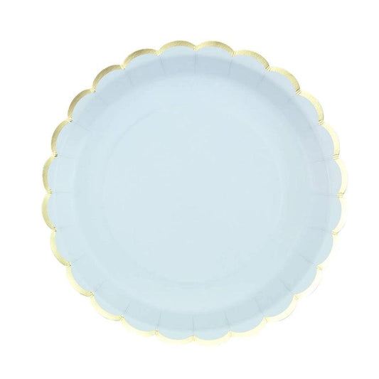 x8 Pastel Blue Scalloped Plates - Winterberries