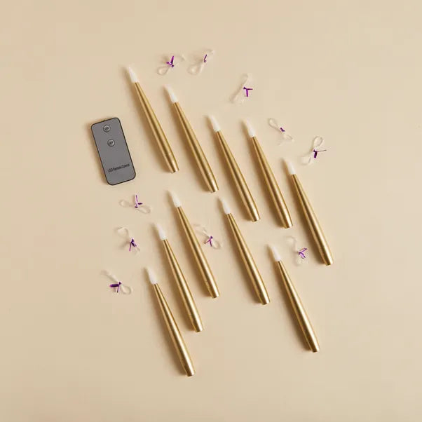 x10 Gold Floating LED Candles - Winterberries