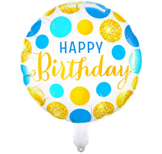 18" Gold/Blue Birthday Foil Balloon - Winterberries