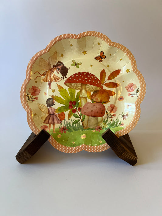x8 Fairy Mushroom Plates - Winterberries