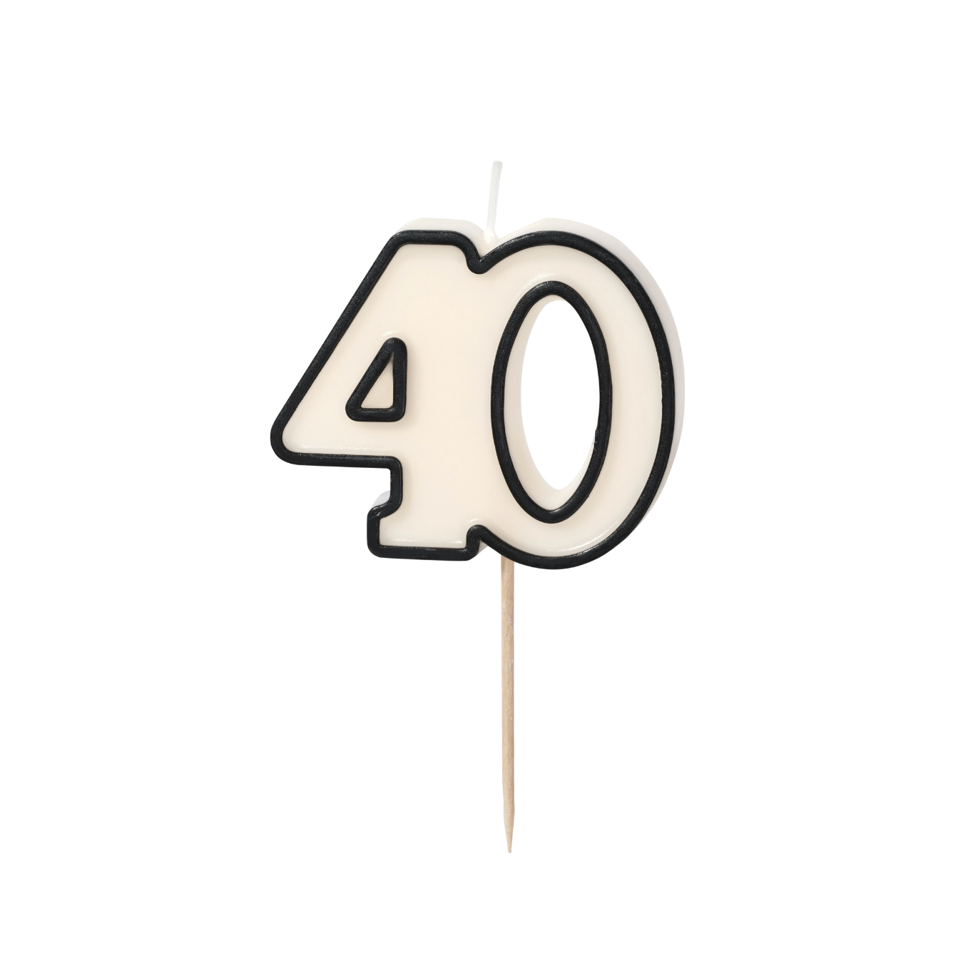 Partydeco Cream & Black Number 40 Candle