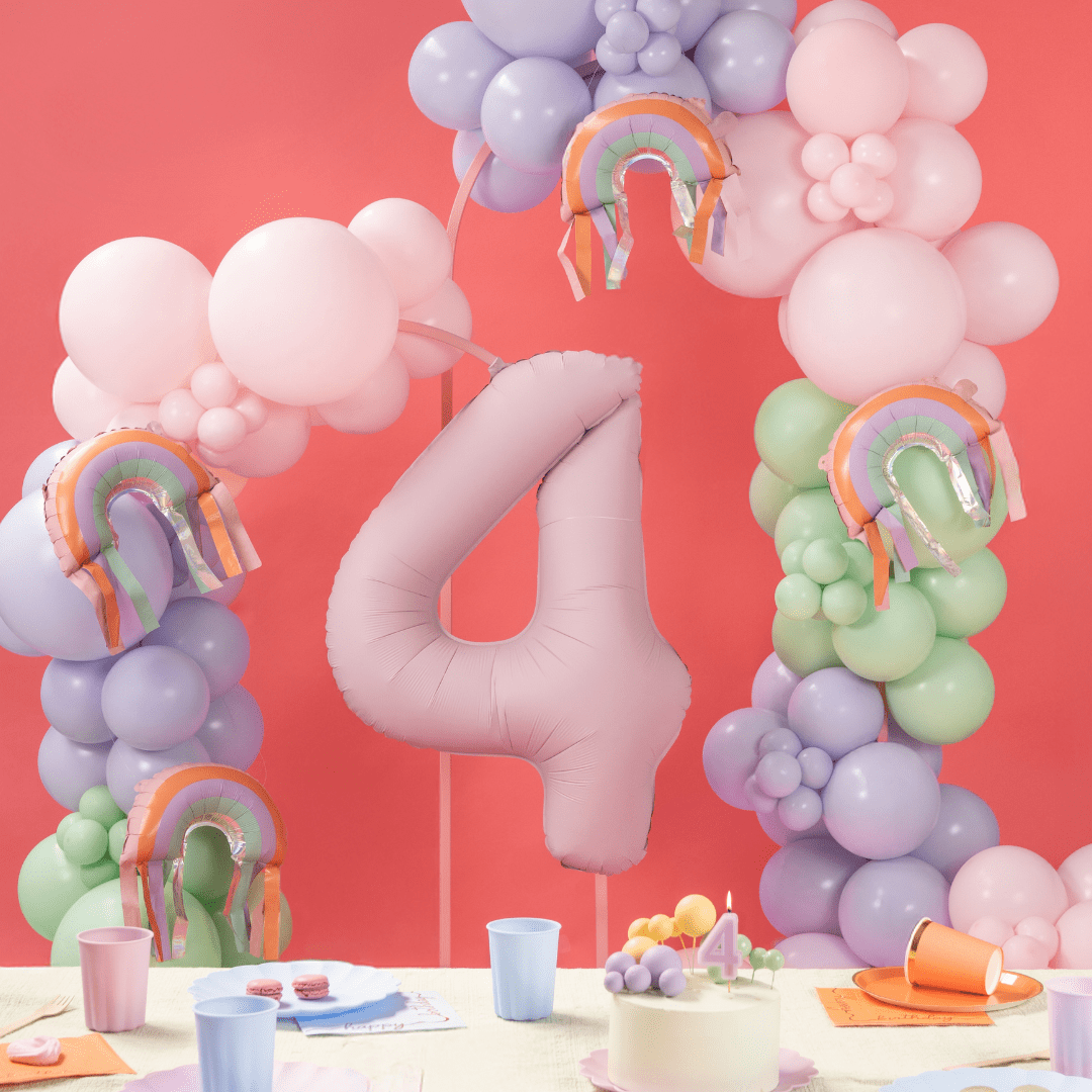 Partydeco Fringed Pastel Rainbow Foil Balloons - Pack of 3