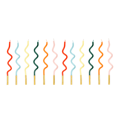 Partydeco Curly Birthday Cake Candles x 12