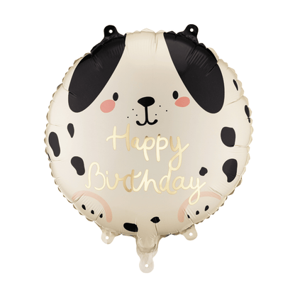 Partydeco Beige Dog Happy Birthday Foil Balloon